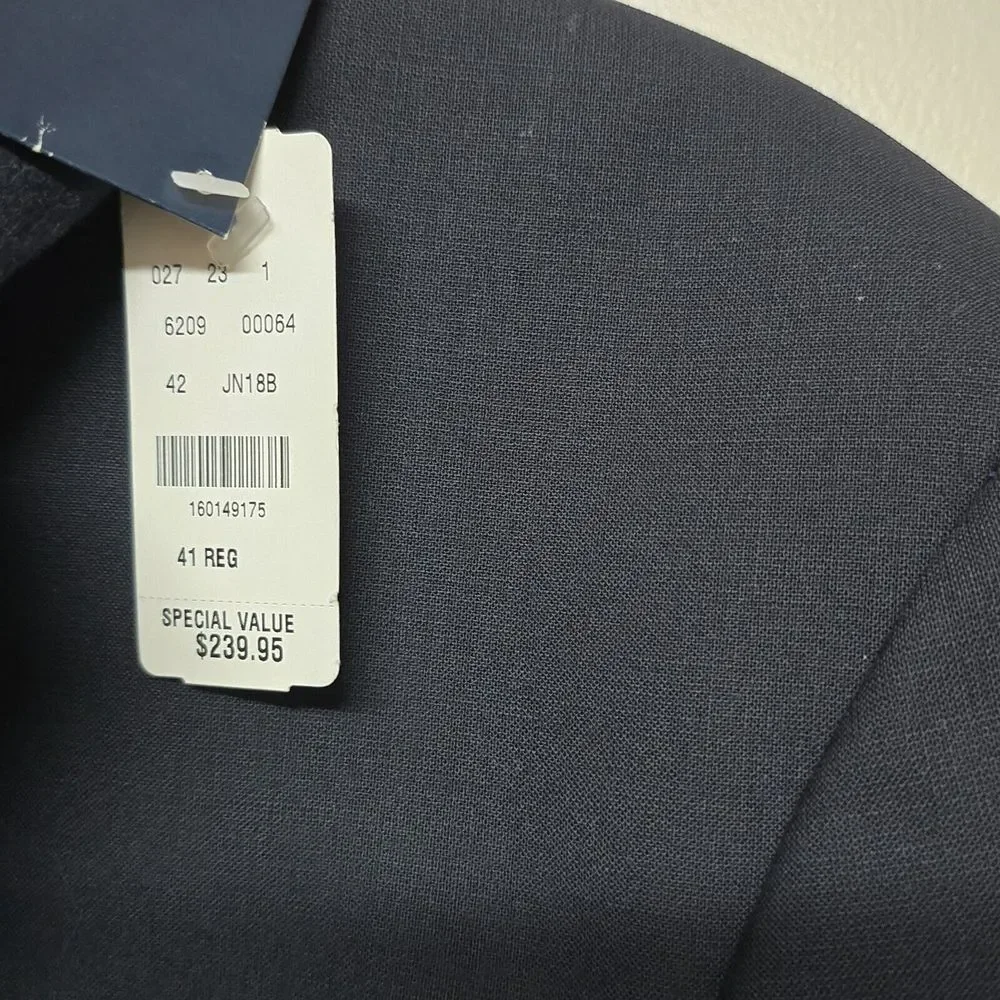 Brooks‎ Brothers Classic-Fit Stretch Wool Blend Suit Jacket, Navy Blue, 41 Reg